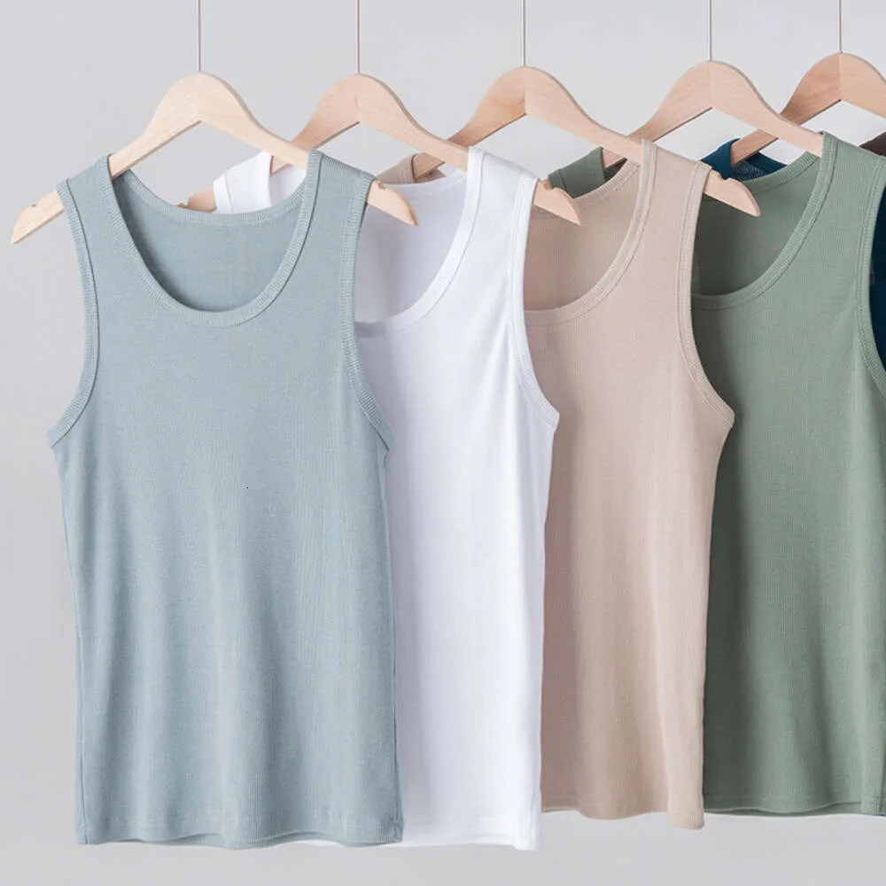 Thread Elastic Tank Top For Men Spring/Summer Thin Ribbed Men's Tank Top For Sports Breathability And Sweat-Absorbing Bottom Sleeveless T-Shirt 113