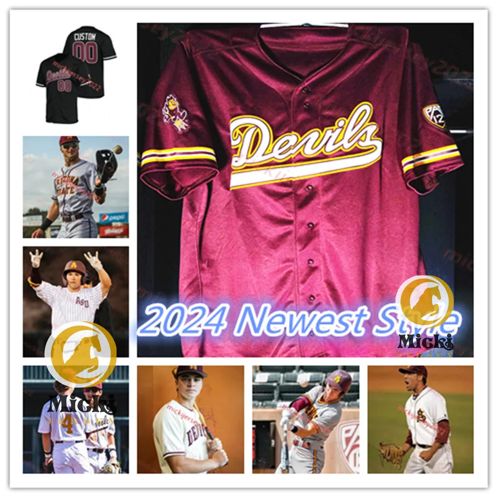 Custom Arizona State Baseball Jersey Higgins Brueser Bodlovich Balholm Rashada