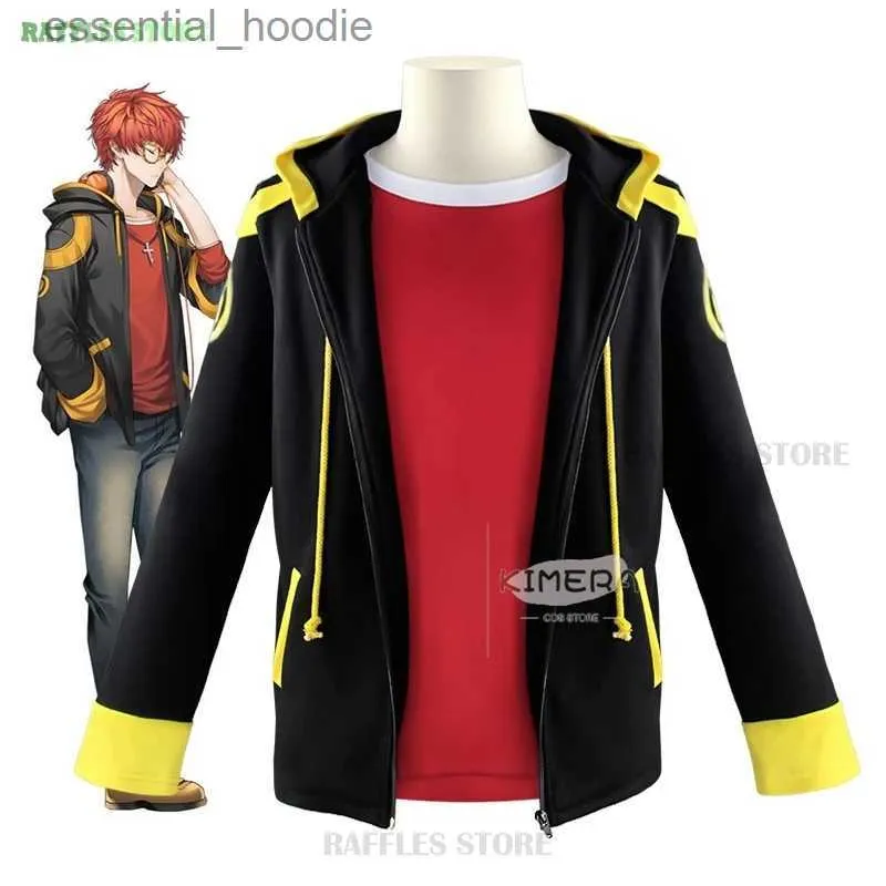 Cosplay Costumes d'anime Mysterious Messenger 707 jeu de rôle anime MM come on perruque à capuche T-shirt uniforme fête d'Halloween jeu de rôle masculin et féminin setC24321