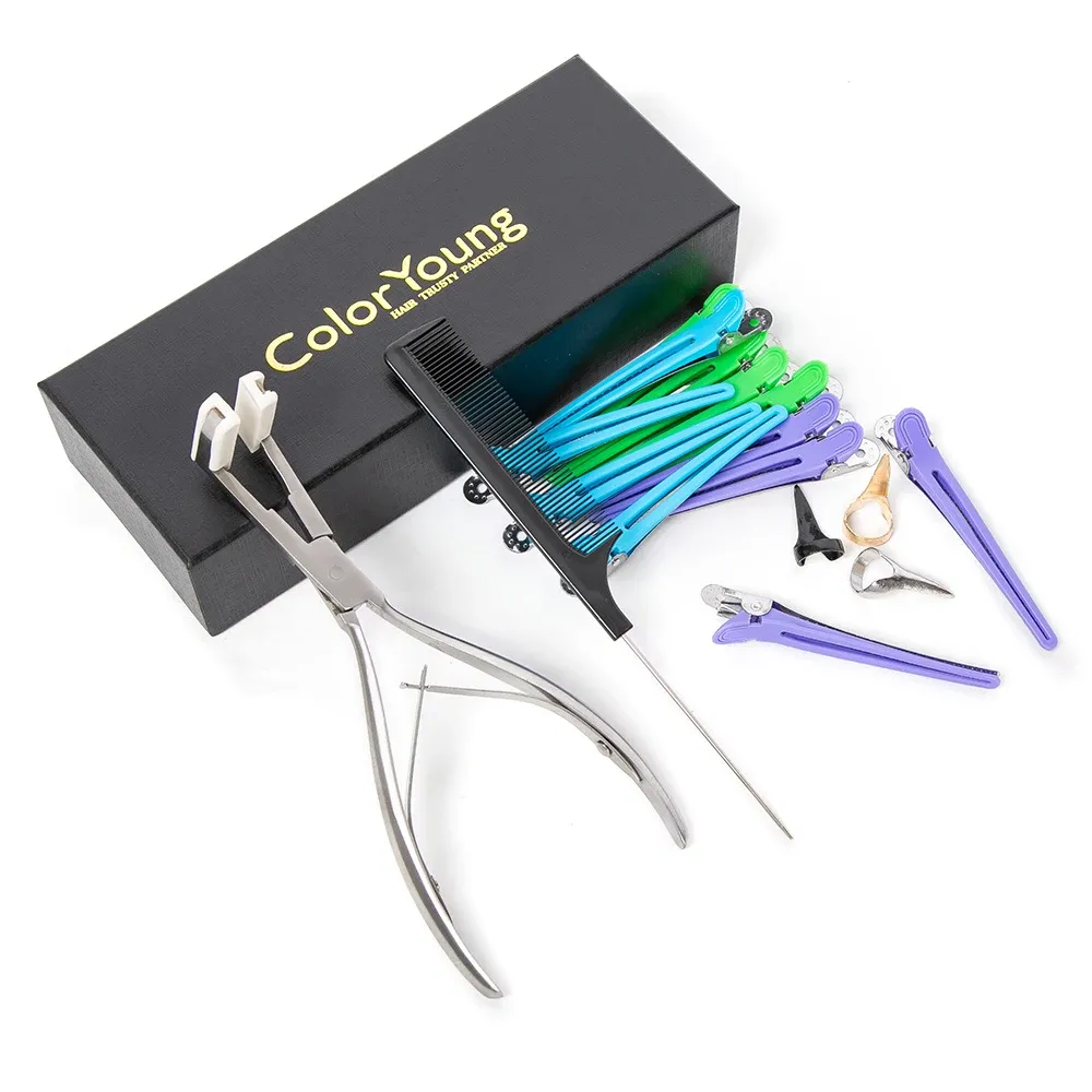 Pince à ruban pour Extensions de cheveux, outils d'extension de cheveux, pince à sceller les cheveux, Kit d'outils professionnels pour extensions de cheveux