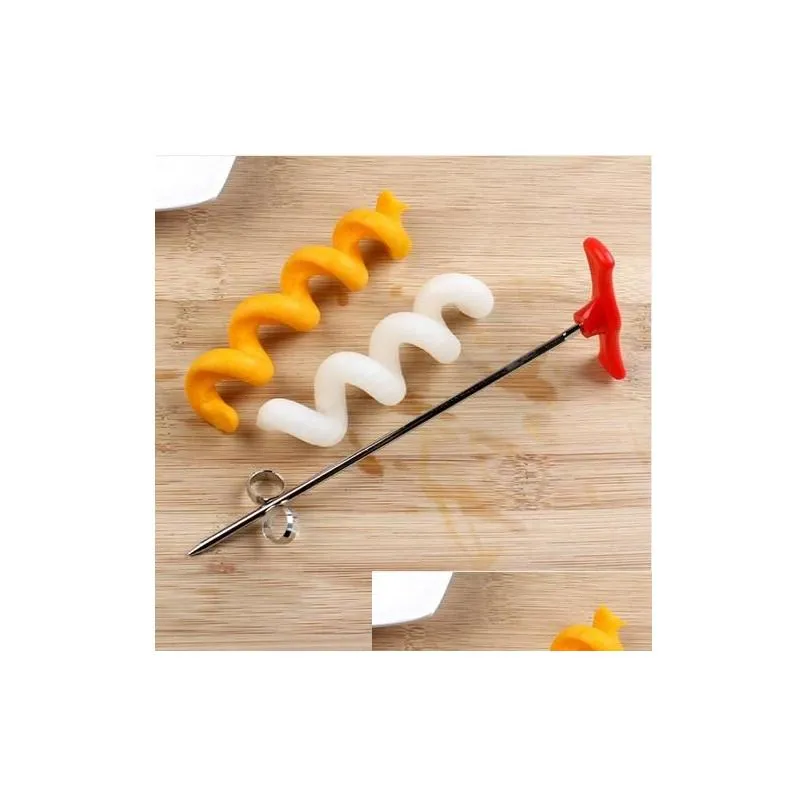 Ferramentas vegetais de frutas vegetais faca espiral escultura ferramenta batata cenoura pepino salada chopper manual parafuso cortador espirali dhsep