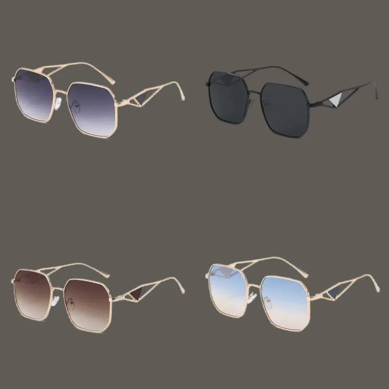 Schlichte Herren-Sonnenbrille, Designer-Unisex, vergoldet, Vollrahmen, übergroße Sonnenbrille, schützt die Augen, optional, dreieckige Metallspiegelbeine, Schutzbrille, trendig, hj071 C4
