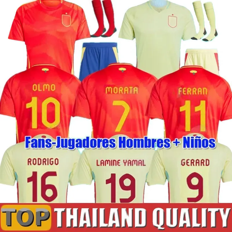 2024 Hiszpańskie koszulki piłkarskie 24 25 Pedri Espana Morata Ferran Koke Gavi Lamine Yamal Fan Player Football Shirts Men Kids Kids Ll Orente Ansu Fati Carvajal ol Mo Woman