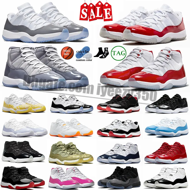 Jump man 11 cherry 11s Basketball Shoes Men Women pink Cement Grey Yellow Snakeskin Midnight Navy Pure Violet Cap and Gown