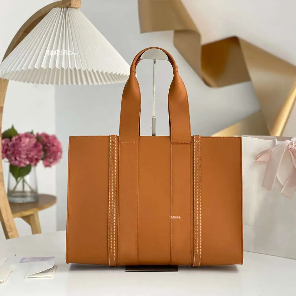 7A Designer Bag Womens Handväskor äkta läderväska klassiker Brown Woody Totes Stor strandväska mode shopping unisex mode tygväskor