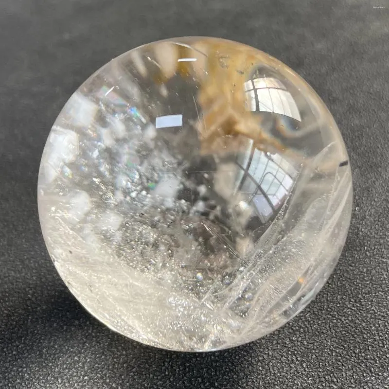 Dekorativa figurer 132G Natural Stone Clear Quartz Ball Polished Rainbow Sphere Crystal Reiki Healing Presentrum Dekor Fengshui Y1942