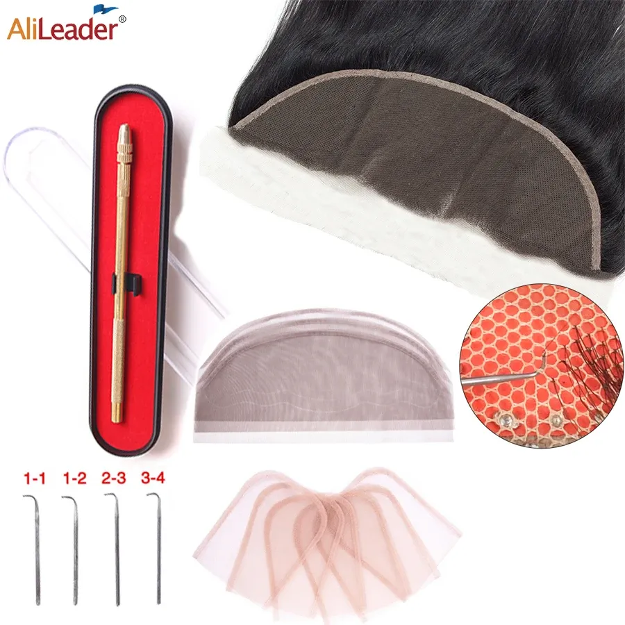 Needles Alileader DIY Wig Tools Ventilating Needle 4x4 13x4 Lace Lace Closure Base Quality Swiss Lace Human Hair Wig Making Sets