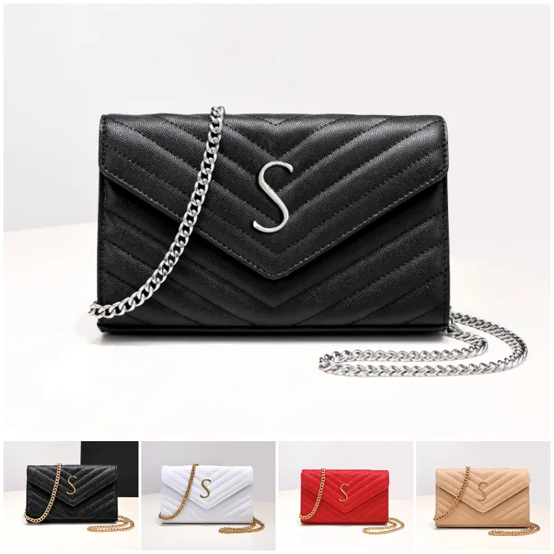 Sac de créateur mode dames chaîne bandoulière V grain cuir sac à bandoulière fourre-tout de luxe classique enveloppe sac noir moyen téléphone pochette portefeuille charme de sac