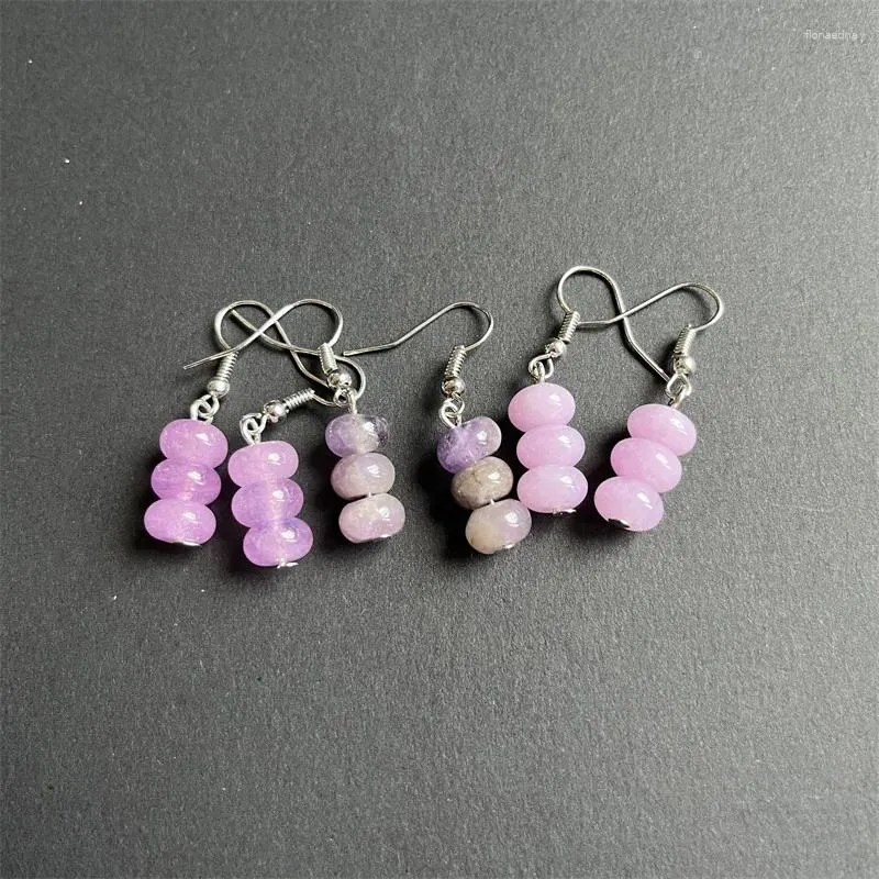 Brincos pendurados coral kunzite lavanda pedra natural joias simples moda fofa artesanal presente 5 8mm pingente gota mulheres