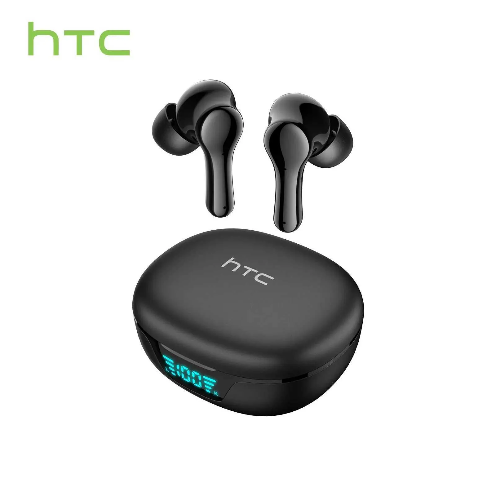 Écouteurs de téléphone portable HTC TWS12 sans fil Bluetooth 5.3 casque LED affichage de puissance 13mm haut-parleur Hifi basse contrôle tactile 40ms casque à faible retard Q240321