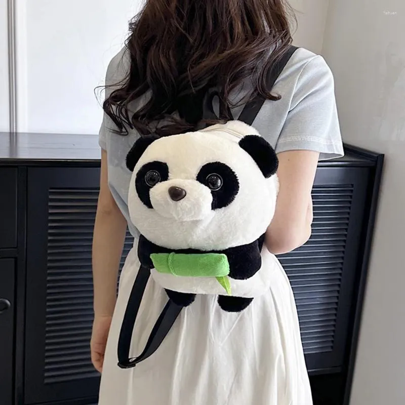 Rucksack Kawaii Panda Puppen Lässig Plüsch Kinder Damen Mode Mädchen Jungen Tagesrucksack Handtasche Niedliche Flauschige Umhängetasche