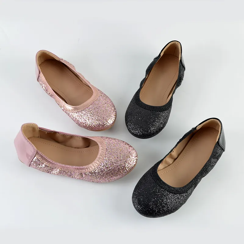 Girls' Sparkling Flat Shoes, Elegant stage Soft-Sole Kid's Shoes, Campus Girls Dance Shoes