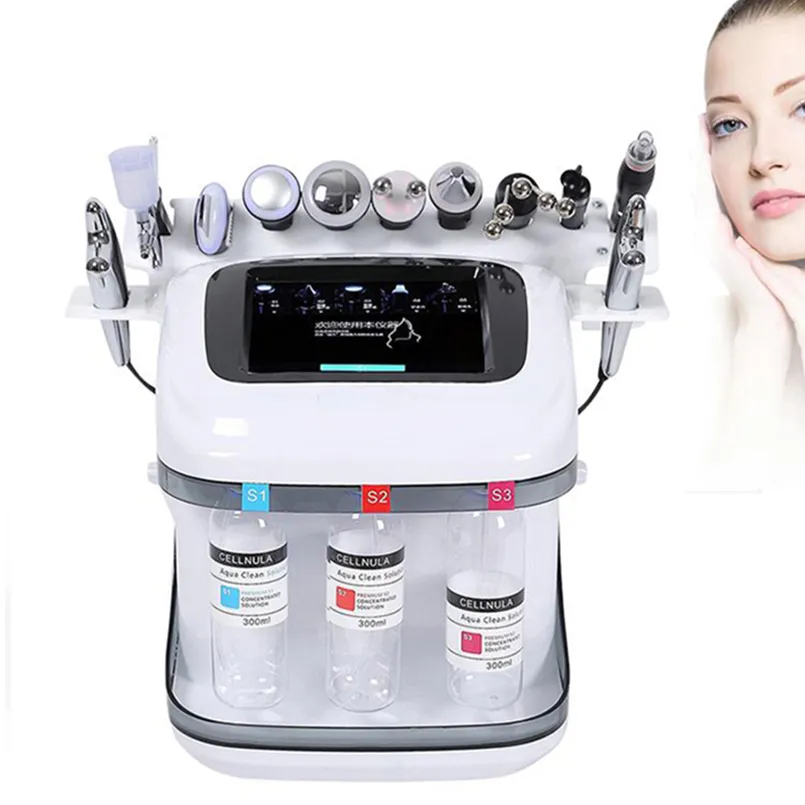 Nya hydrofacials H2O2 10 i 1 Beauty Salon H2O2 Water Facial Bio Lif 8 En 1 Hydro Diamond Crystal Microdermabrasion Machine