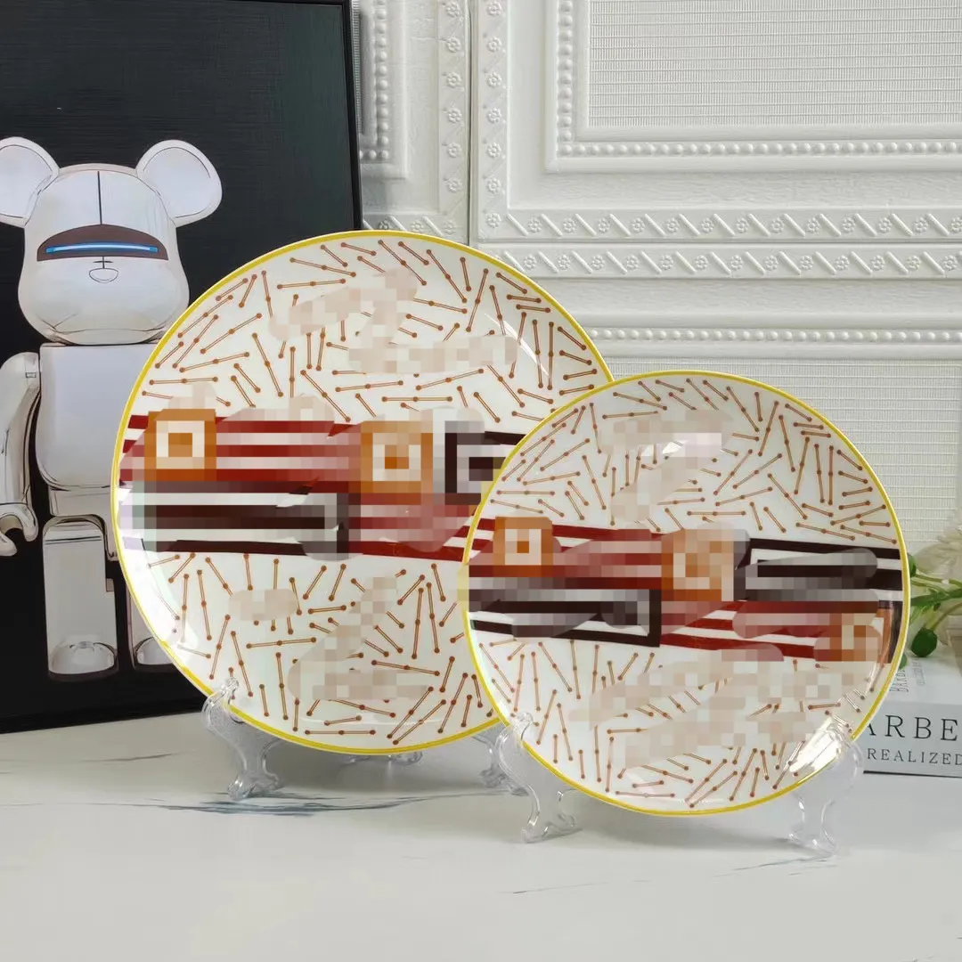 Designer Dishes Set Bone China High-end Tableware Western Plate 10 Inch Flat Plate and 8 Inches Shallow Plate High-end Hotel Club