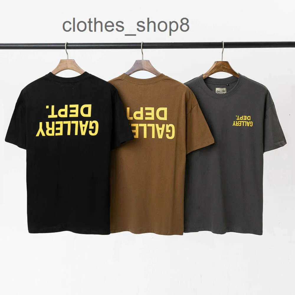 Mens Camisetas Gallerryss Designer Camisetas Deptt Sweaters Novo slogan com letras invertidas impressas em torno do pescoço de algodão de manga curta T-shirt UGLJ