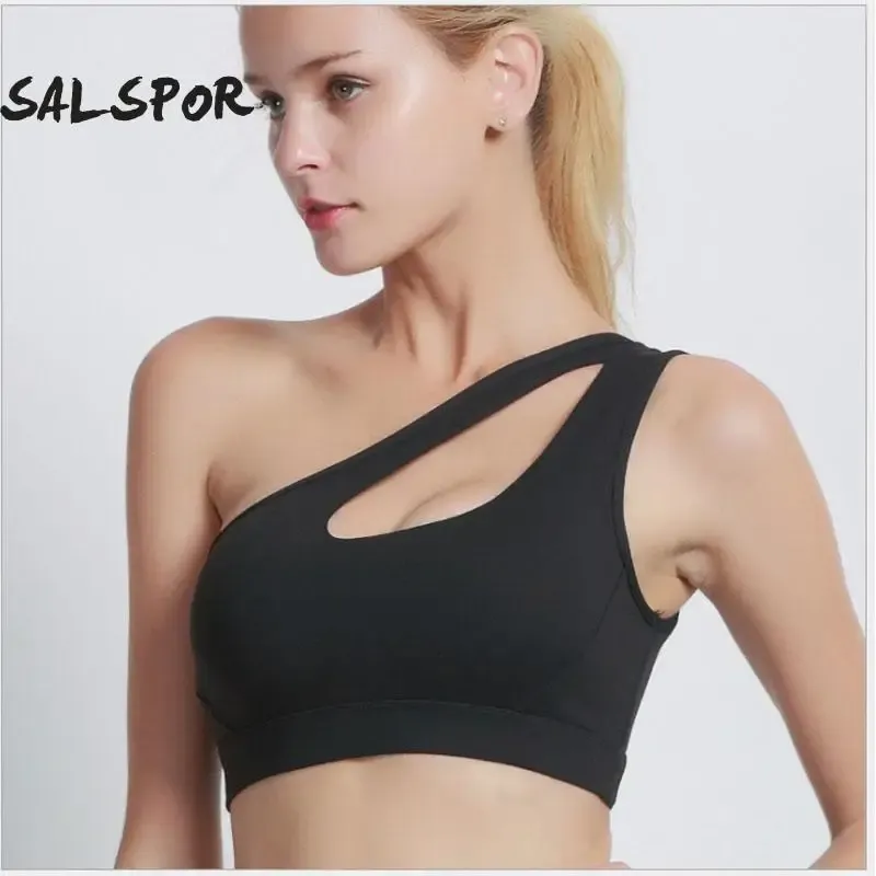 BRAS SALSPOR Sexy une épaule femmes haute personnalité Oblique sport soutien-gorge en cours d'exécution Fitness soutien-gorge Yoga haut vêtements de sport sous-vêtements athlétiques