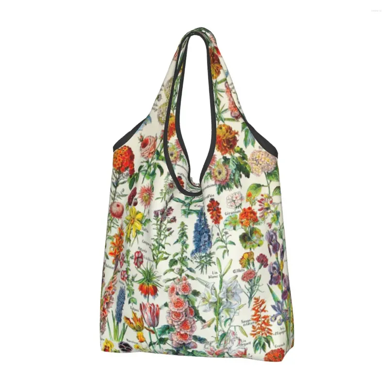 Shoppingväskor anpassade adolphe millot hd fleurs väska kvinnor bärbar stor livsmedelsbutik encyklopedia böcker barnkammare barn tote shopper