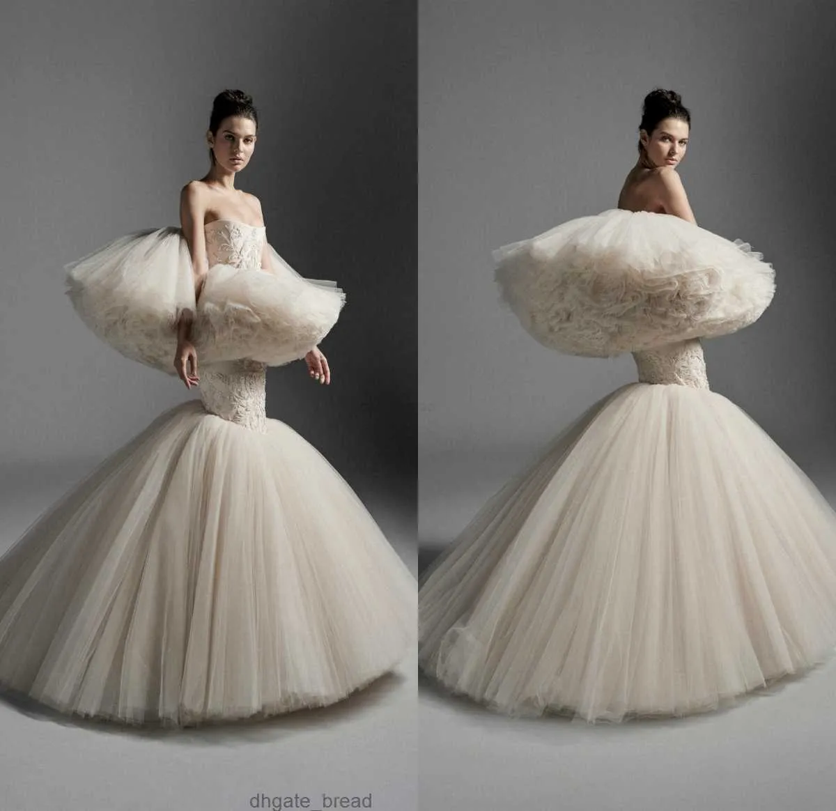 Krikor jabotian sereia vestidos de casamento design exclusivo sem alças em camadas babados apliques vestidos de noiva robe de marie vestido de noiva personalizado