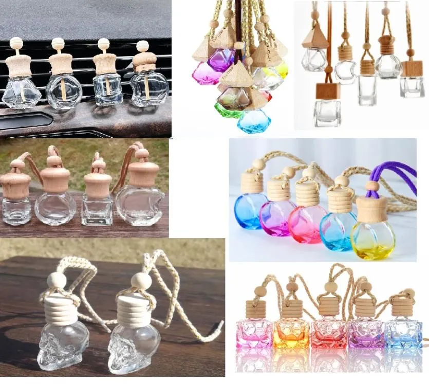 Car Decoration Skull Perfume Bottle Car Pendant Diffuser Hanging Interior Decoration Pendant with Wooden Cover And Plastic Tip9347493