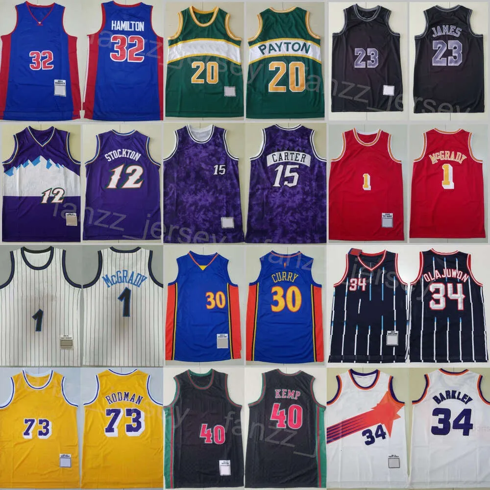 Vintage Vince Carter Basketball Jersey Throwback Shawn Kemp 40 Chris Webber 4 Dennis Rodman 73 Dikembe Mutombo 55 Grant Hill 33 John Stockton 12 Ray Allen 20 Retro Retro