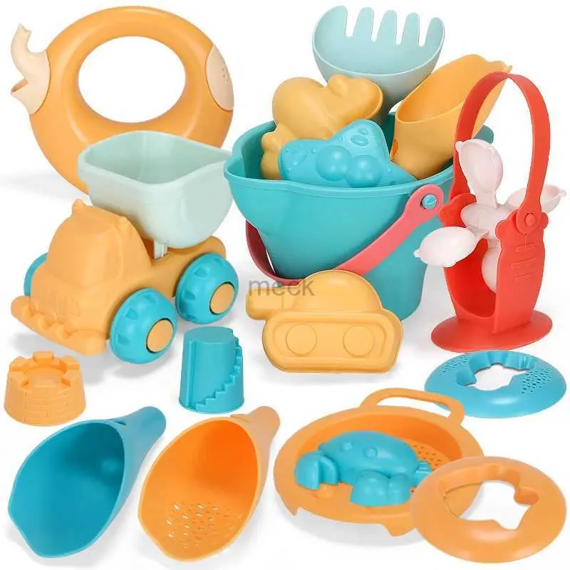 Zandspeelwaterplezier Strandspeelgoed voor kinderen Geschenken 5-17 stuks Baby Strandspelspeelgoed Kinderen Zandbakset Kit Zomerspeelgoed voor strandspel Zandwaterspeelwagen 240321