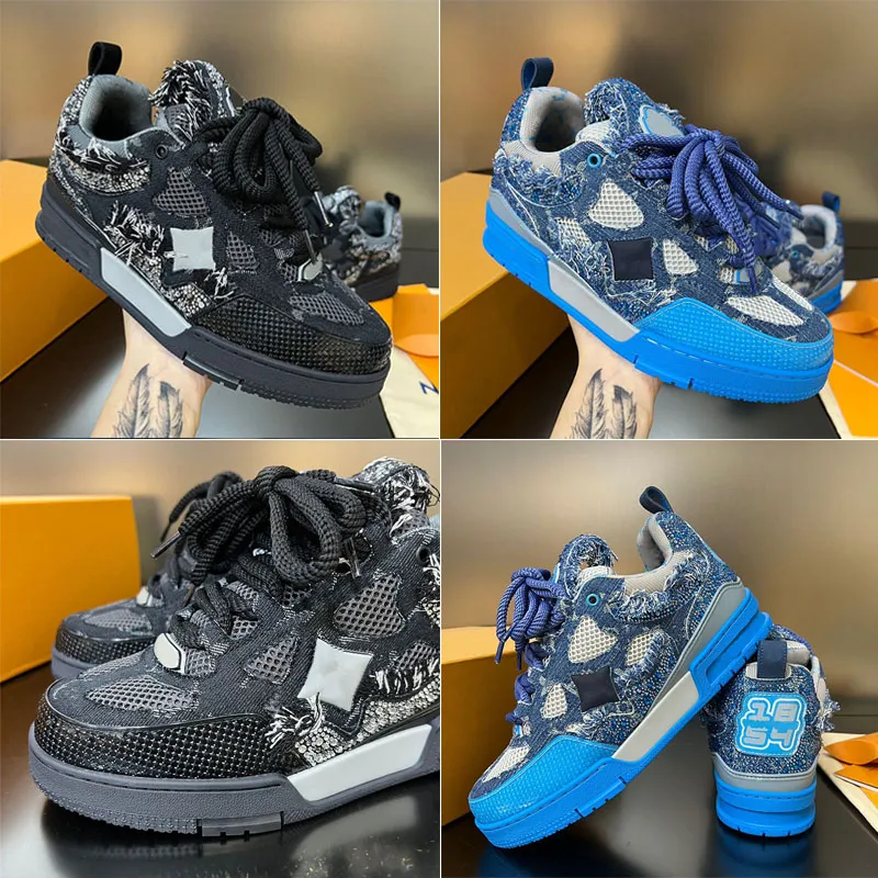 1854 Skate Sneakers Men Luxe Disual Shoes Side Flows Flower with Diamond Top Calfskin Mesh Bicolor Model Designer Womens Skate Sneakers