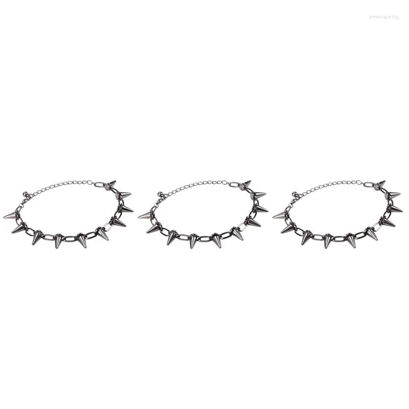 Charm-Armbänder, 3 x Metall-Spikes, Nieten, Nieten, Punk-Gothic-Halskette, Halsband