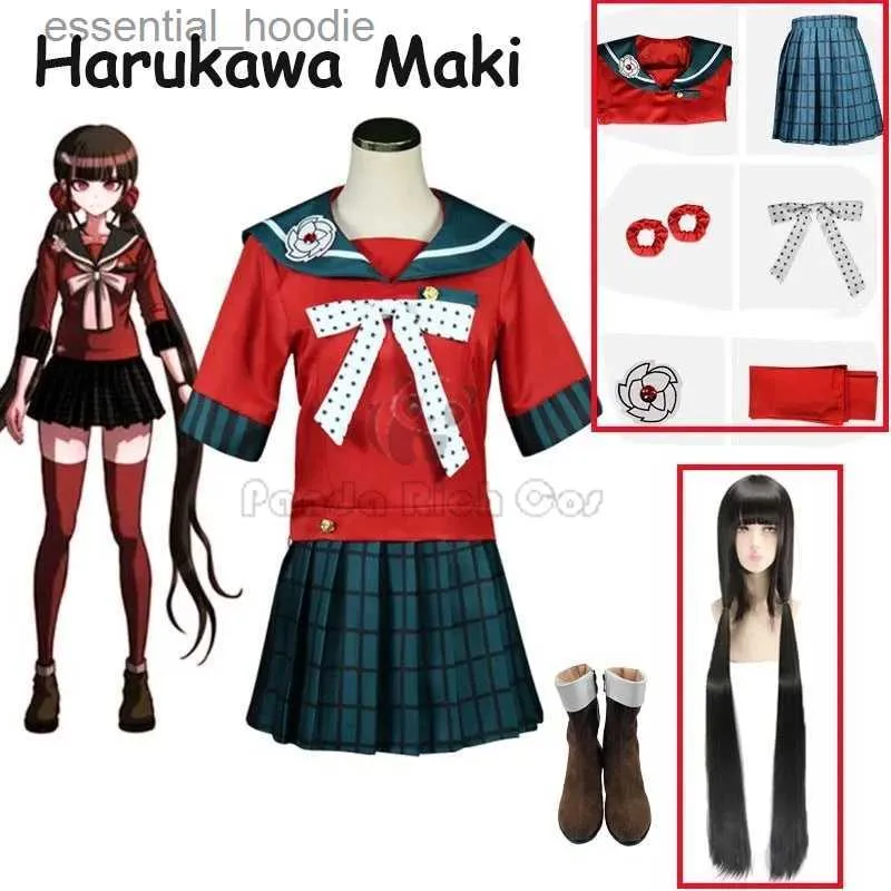 Cosplay الأزياء الأنيمي Danganronpa لعب الأدوار Haruka Maki لعب الأدوار Haruka Maki Wigs أحذية Danganronpa عيد الهالوين هي Herec24321