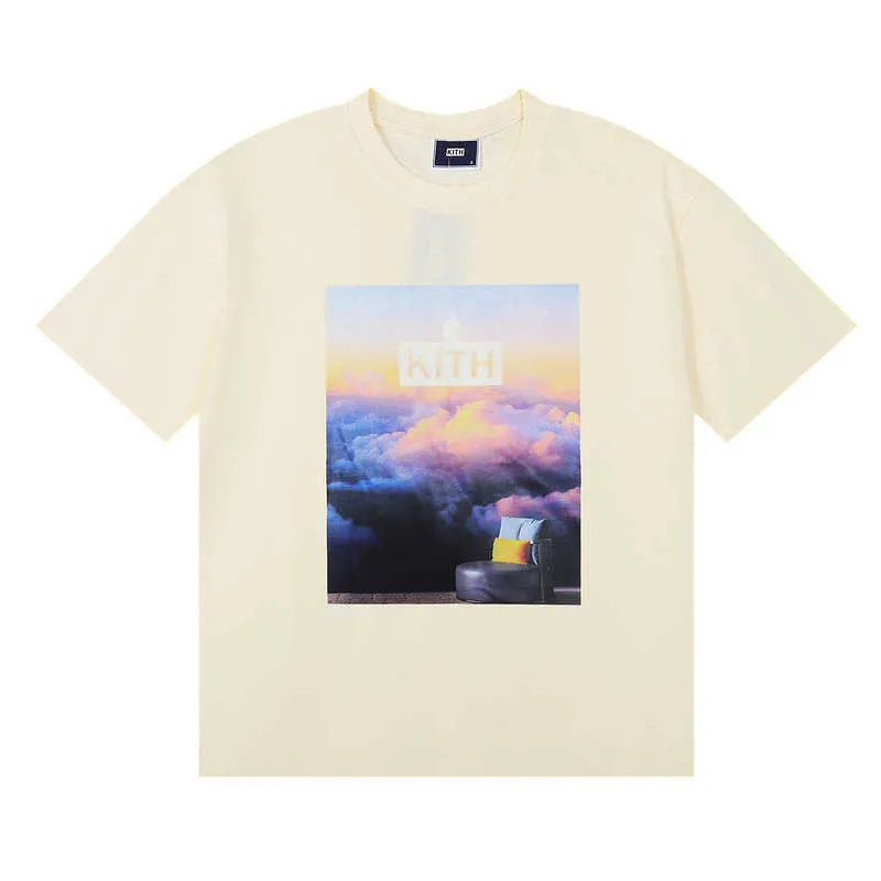 Дизайнерская ниша Beauty Trend Kith Limited Tom Fabia Cloud Sea Print Свободная повседневная мужская и женская универсальная футболка с короткими рукавами