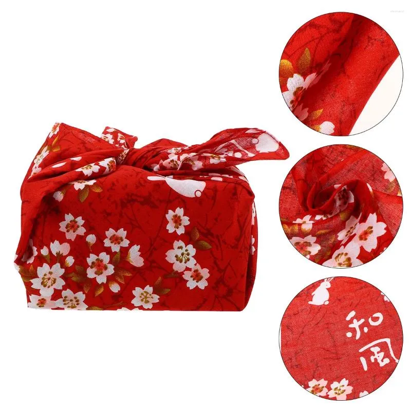 Vaisselle Furoshiki Bento sac mouchoir tissu d'emballage japonais Durable petit Bandana rose
