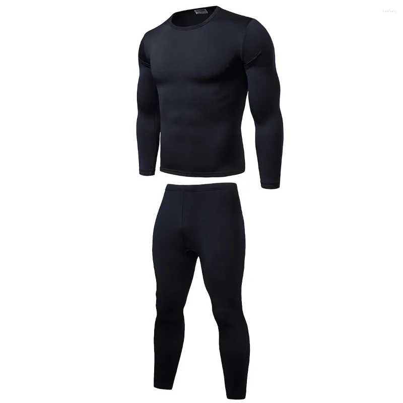 Men's Thermal Underwear Mens Winter Warm Solid Stretchy Long John Sets Ultra Soft Fleece Lined Top Bottom