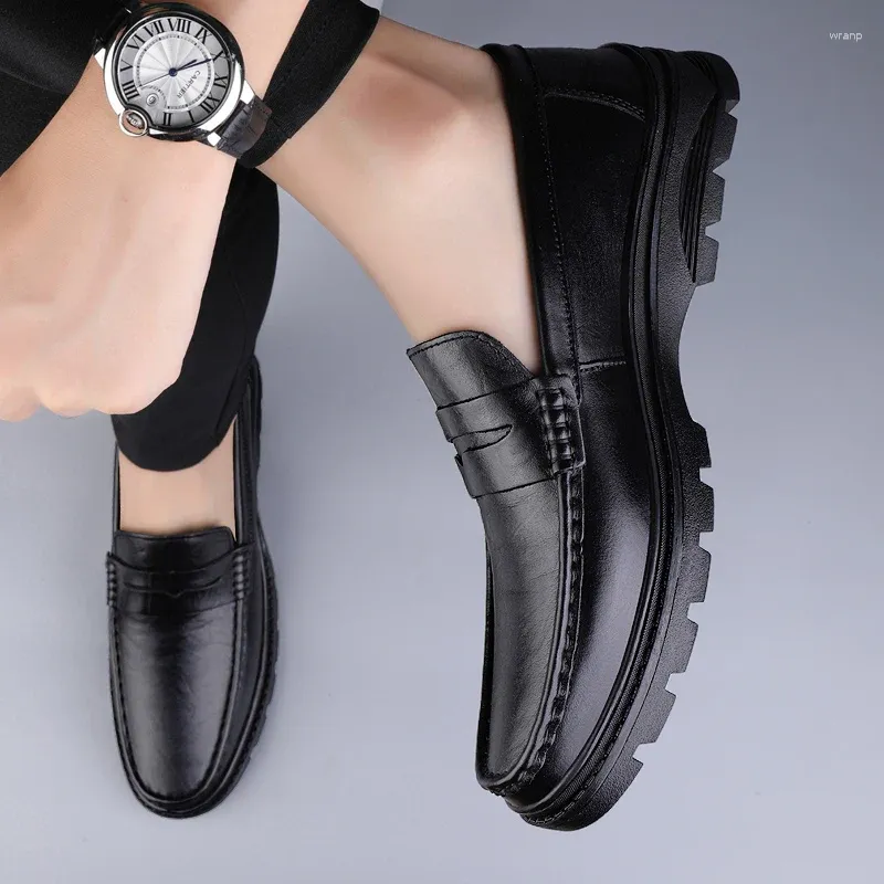 Casual Shoes Men Business Footwear With Plush Leather Winter Genuine Fashion Comfort Office Work