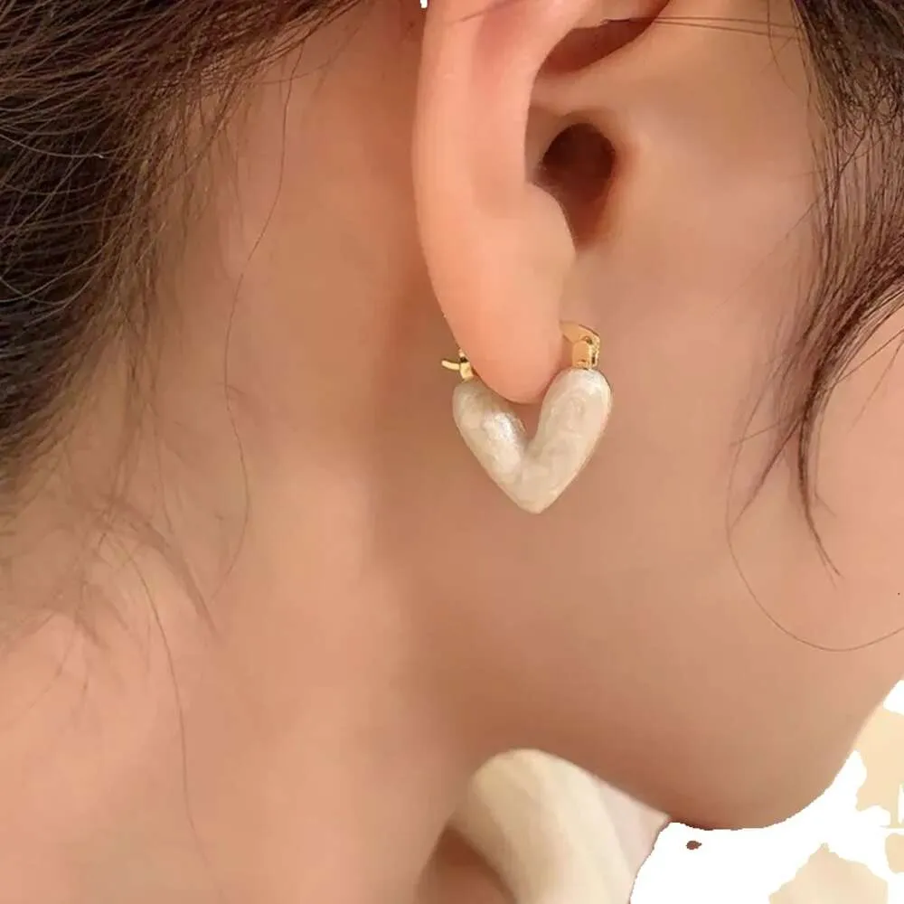 2024 Trendy Heart Stud 14K Rose Gold Earrings for Women Korean Elegant Light Love Dangle Earring Fashion Simple Drop Jewelry Girls