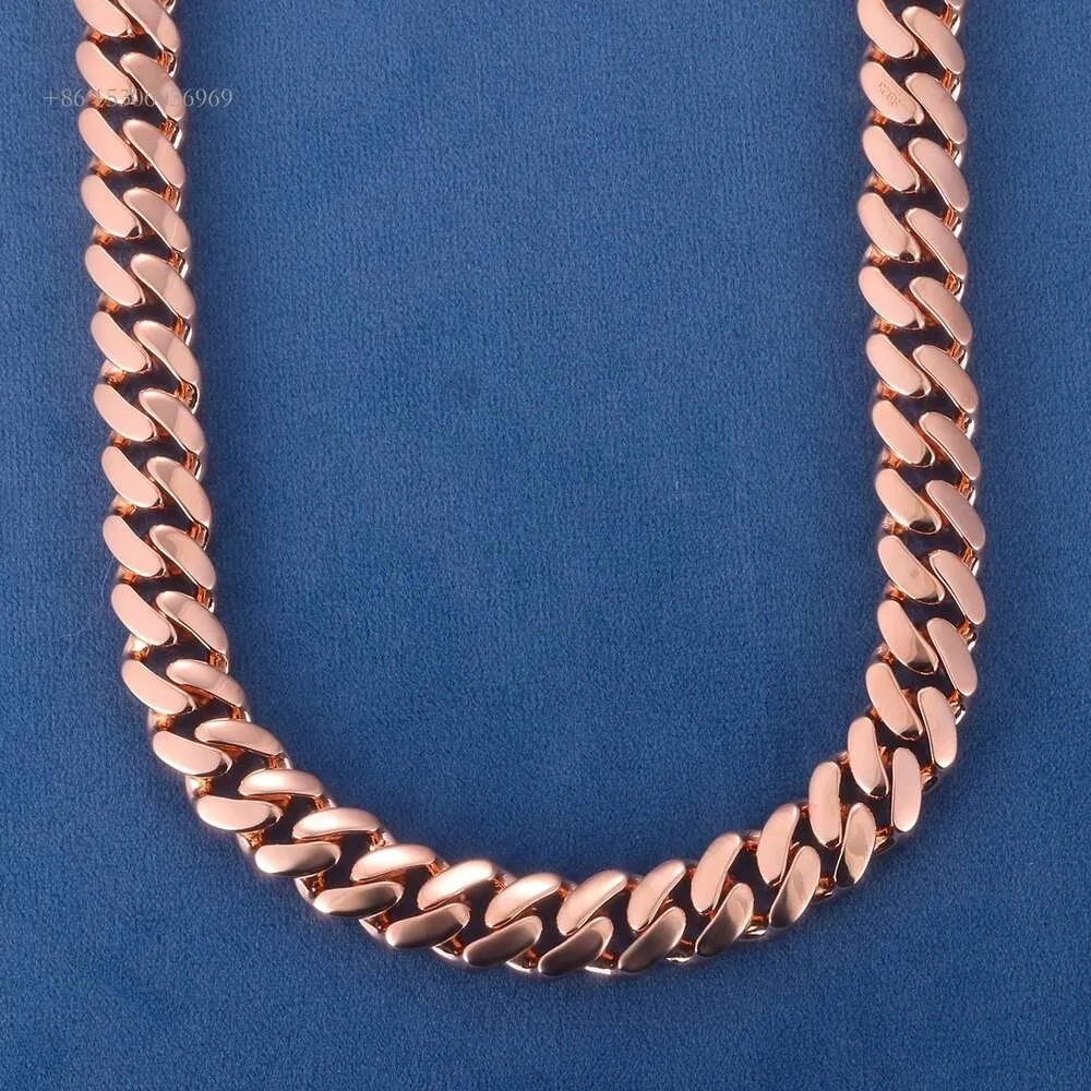 Collana da uomo fatta a mano da uomo 11 mm S Sier 10K 14K in oro massiccio rosa Miami Cuban Link Chain Bracciale per uomo