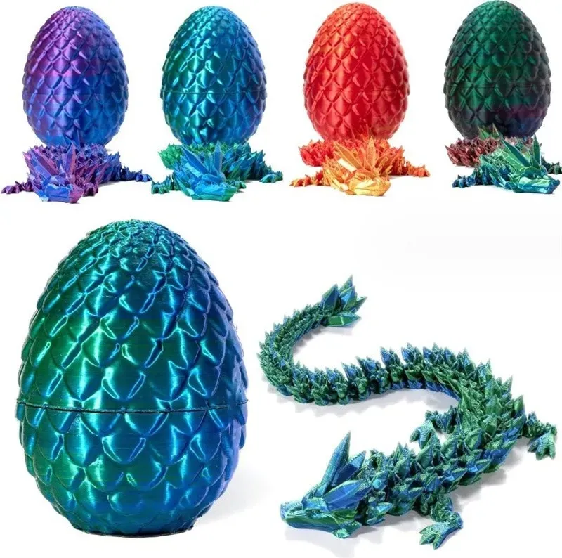 Dragon Imprimé 3D Avec Œuf - Figurine Articulée 30cm - Décoration Bureau/Collection - Modèle Réaliste Et Mobile