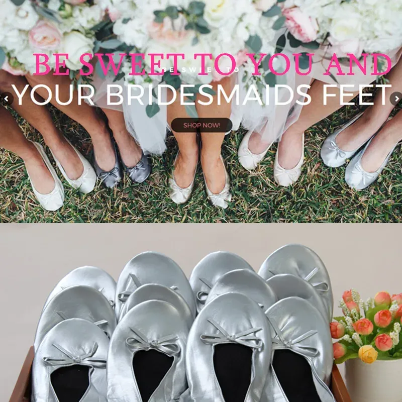 Flats Aohaolee Brides MUST HAVE Wedding Comfy Foldable Ballet Flat Shoes Flip Flop Slipper Gifts For Bridesmaids To Be Party Supplies