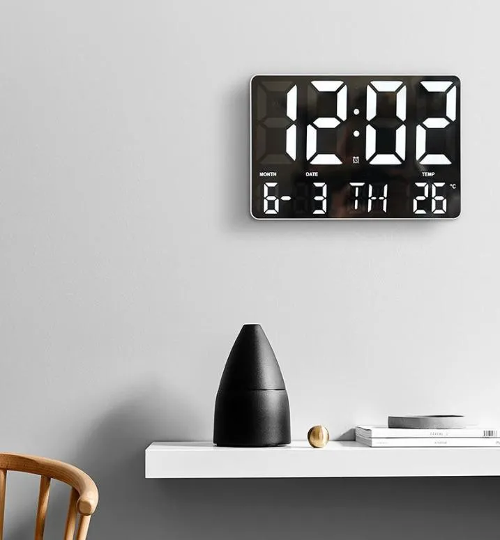 Horloges murales LED horloge numérique température date et affichage du jour électronique avec télécommande pour la décoration du salon à la maison 1613437