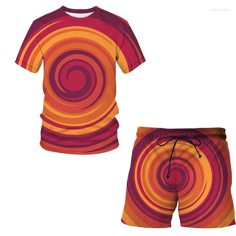 Survêtements pour hommes T-shirt et short imprimés en 3D Modèle Vortex Summer Casual Sports Suit Survêtement Hommes Plus Taille S-7XLTracksuit Vêtements