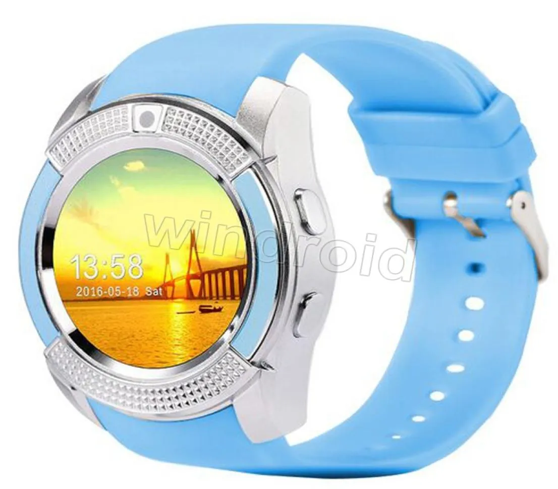 V8 Smart Watch Bluetooth Orologi Android con fotocamera 03M MTK6261D DZ09 GT08 Smartwatch per telefono Android con pacchetto di vendita Chea6448618