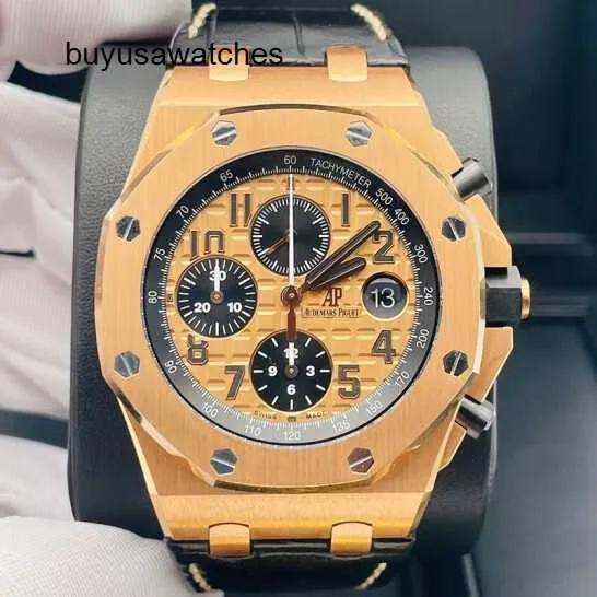 Beliebte Luxus-AP-Armbanduhr, Herrenuhr, Royal Oak Offshore-Serie, 42 mm Durchmesser, 18 Karat Gold, automatische mechanische Herrenuhr, Sport- und Freizeit-Luxusuhr 26470