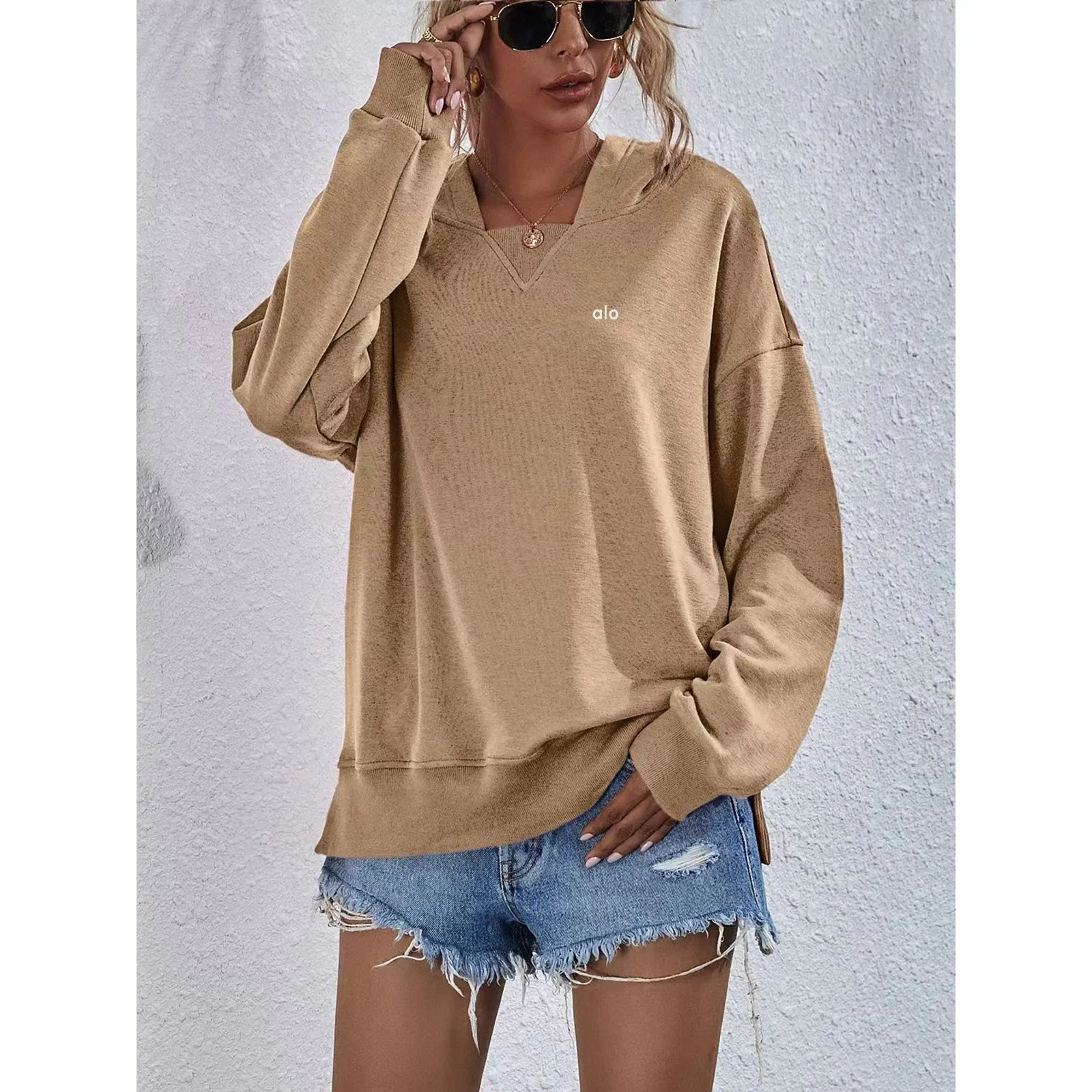 aloyogaHooded sports casual blouse European and n women's long-sleeved sweater men and women's yoga jacket designer style sweater