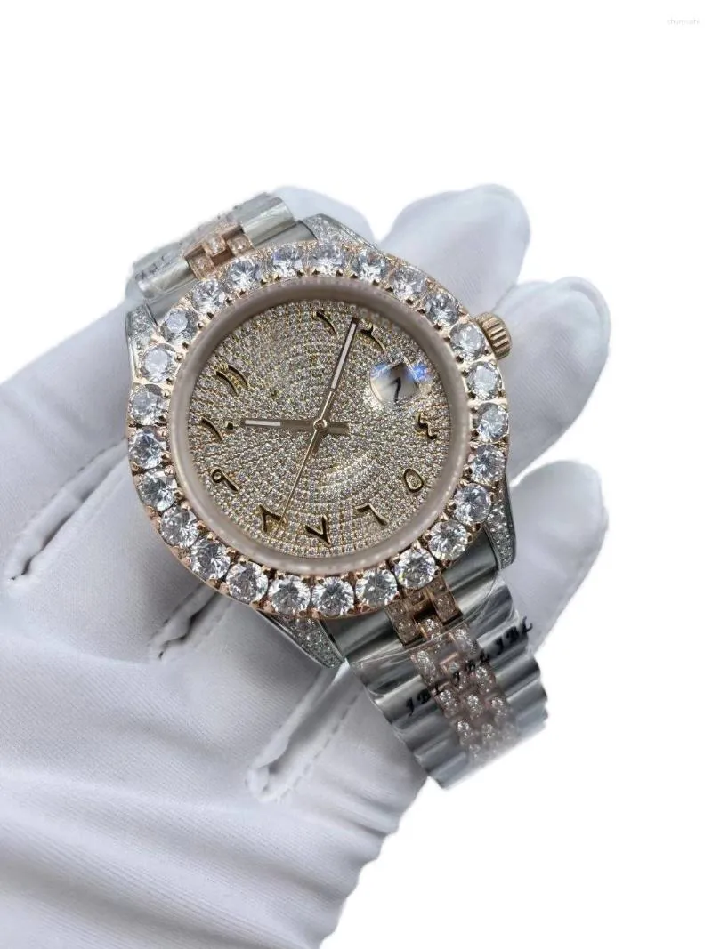 Armbandsur herrklocka 41 mm diamantringar kalenderfönster vattentätt