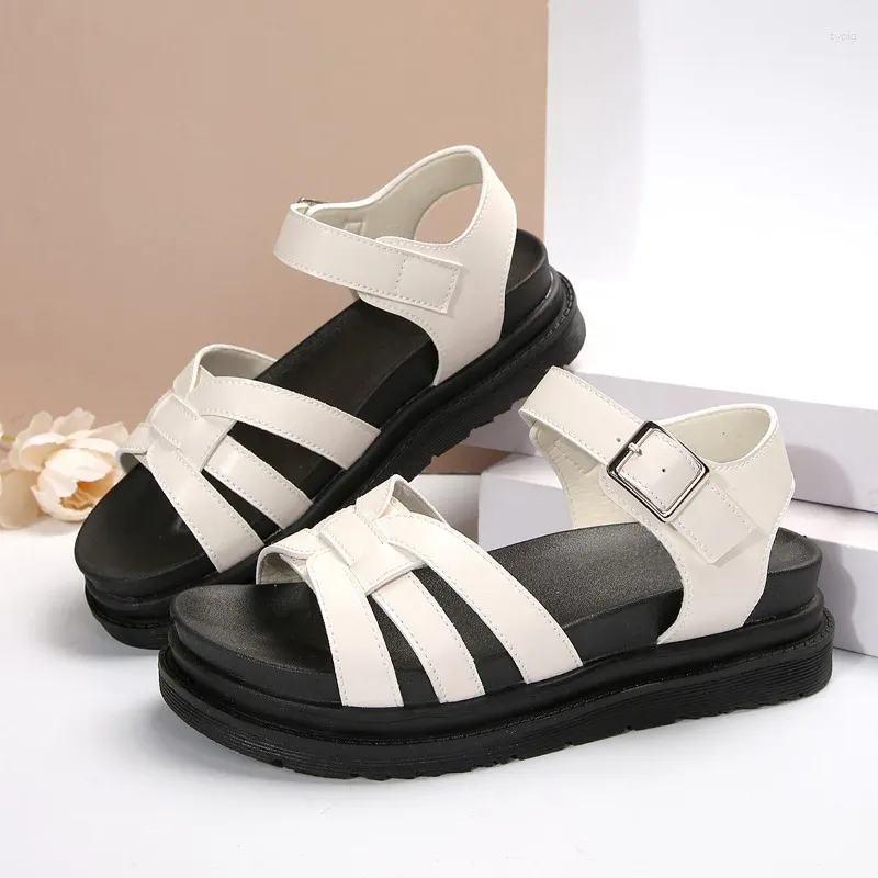 Kleid Schuhe Sandalen Für Frauen Sommer Große Größe Flache Mit Strand 2024 Mode Plattform Casual Bequeme Damen Sandalen