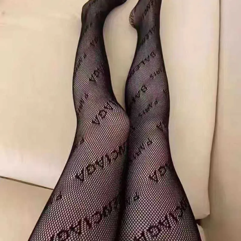 Paris Family Fishing Net Socks Correct Letter Net Red Sexy Trendy B Letter Pantyhose Knitted Thin F Letter Net Socks