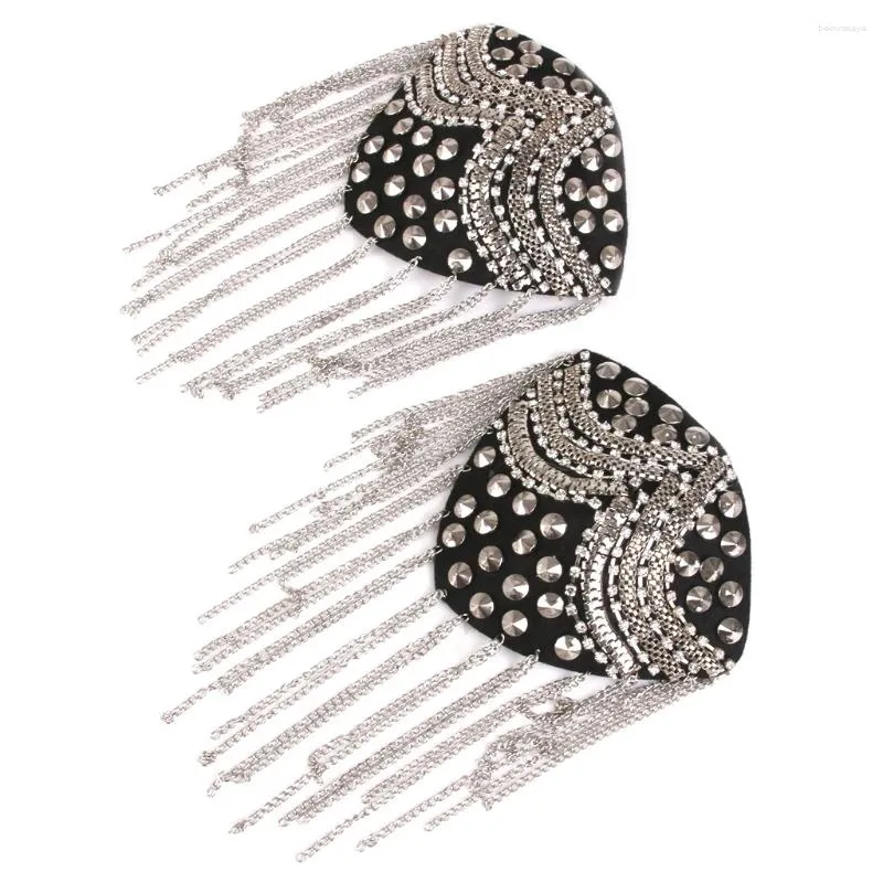 Brooches Tassel Chain Rivet Stud Shoulder Pad Array Badge Brooch 1 Pair