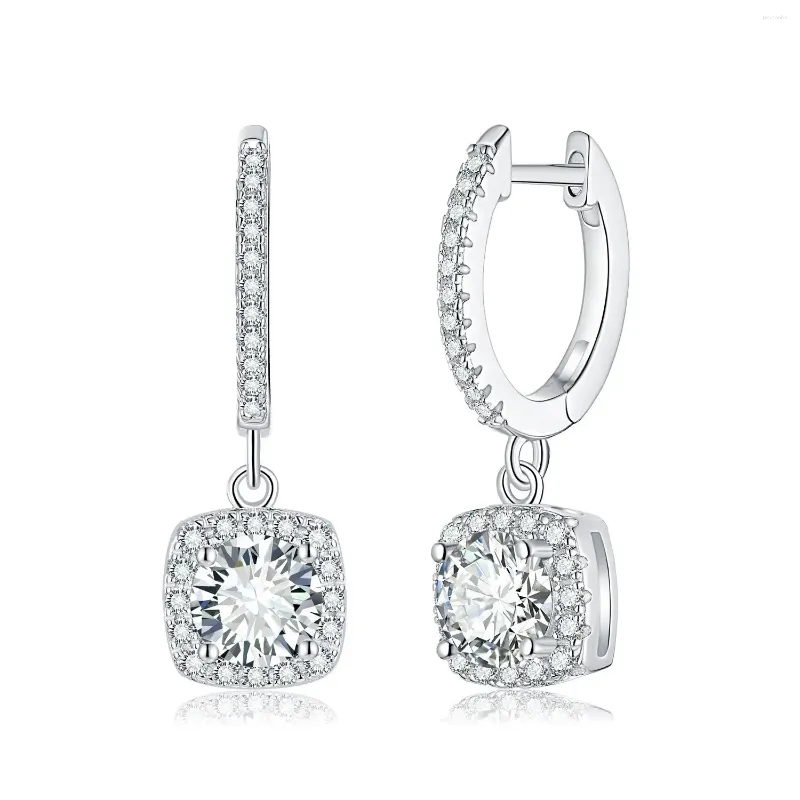 Dangle Oorbellen Luxe Mode S925 Sterling Zilver VVS1 D Kleur 1 Karaat Moissanite Diamant Klassieke Vierkante Tas Voor Vrouwen Feest bruiloft