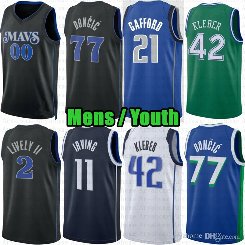 Anpassade herr ungdomar Luka Doncic Kyrie Irving Basketball Jersey Maverick Maxi Kleber Jaden Hardy Tim Hardaway Jr Daniel Gafford Dereck Lively II Jones Josh Green