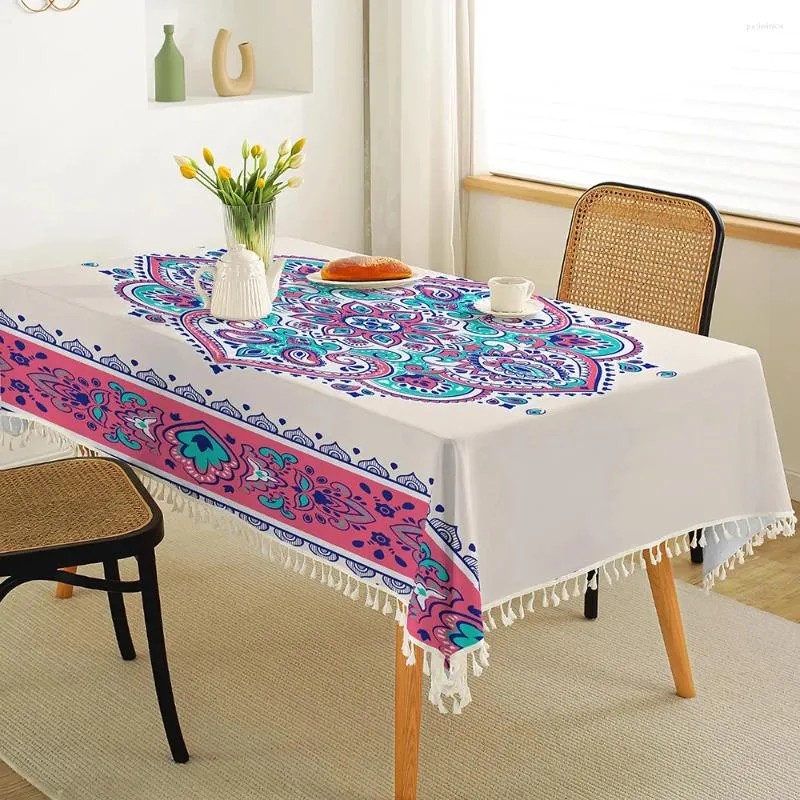 Table Cloth Fashion Porcelain Tablecloth Splice Pattern Washable Rectangular For Kitchen Nappe De