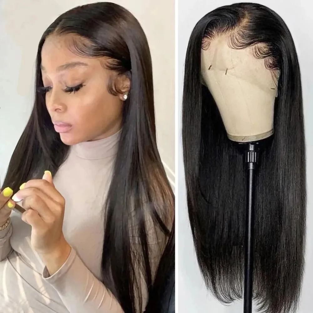 Natural Hairline Jet Black Silky Straight Lace Front Wigs  display picture 1
