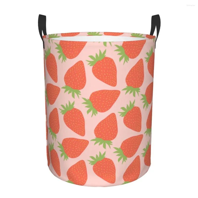 Laundry Bags Dirty Basket Cute Strawberry Pattern Folding Clothing Storage Bucket Toy Home Waterproof Organizer